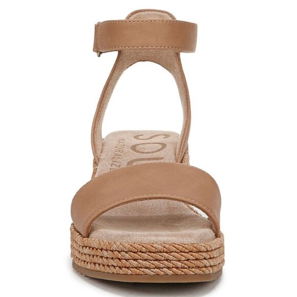 SOUL Naturalizer 8 GLORIA Cookie Dough Brown Wedge Strap Espadrille Sandals - Picture 7 of 9